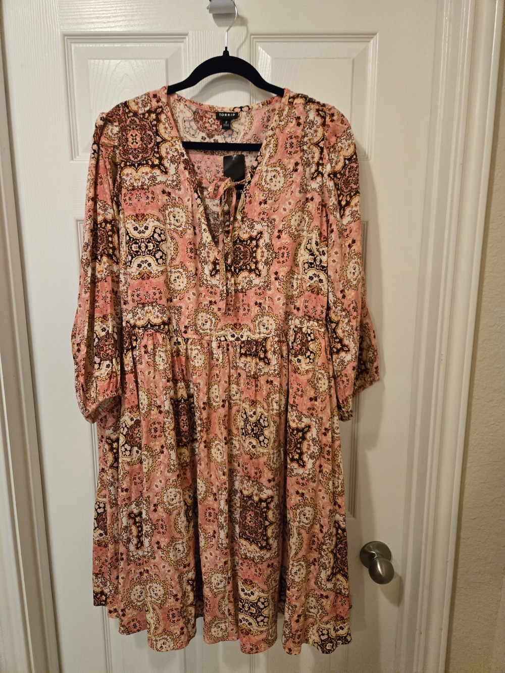 torrid Pink Paisley Tie-Front Midi Dress
